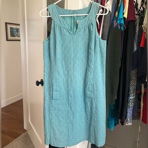 60s inspired blue patterned dress. WITH POCKETS!